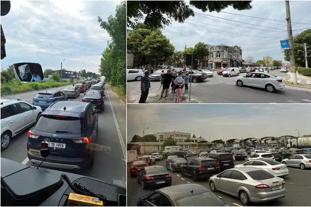 Orașul Giurgiu e blocat de mașinile turiștilor care stau peste 3 ore la coadă pentru a trece granița în Bulgaria. VIDEO