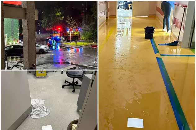 Unitatea de Primiri Urgențe de la Spitalul Bagdasar-Arseni, care a costat 3,5 milioane de euro și a fost inaugurată acum 2 ani, inundată de ploaie - VIDEO