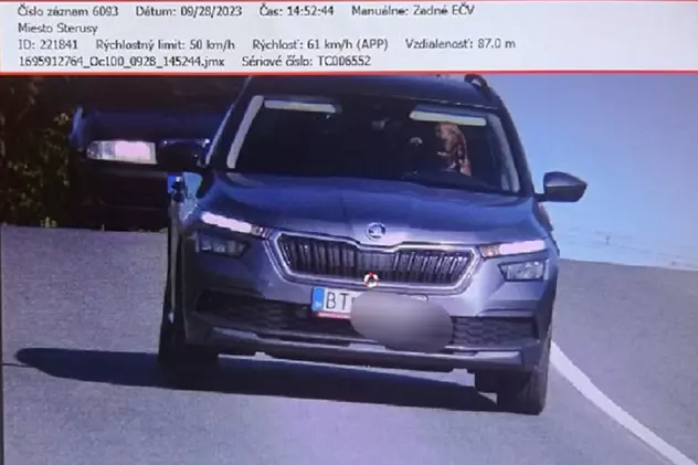 Câine surprins de radar la volanul unei Skoda, mașina rula cu 61 km/h, pe o șosea din Slovacia
