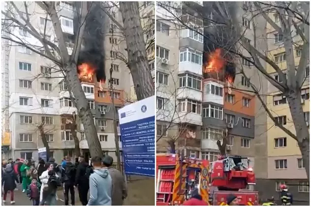 Incendiu violent într-un bloc din Oltenița. 30 de persoane au fost evacuate