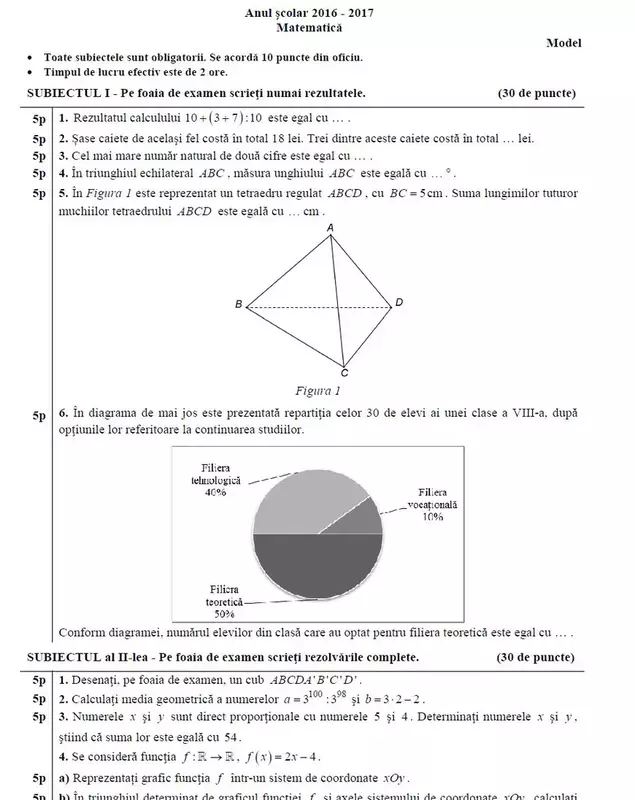 model subiecte matematica evaluare nationala 2017 1