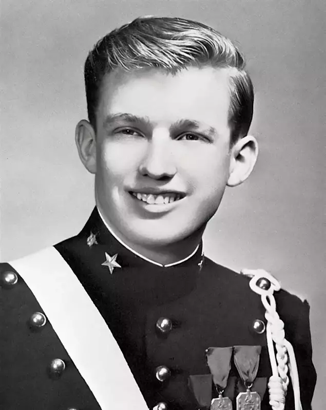 Portrait of a young Donald Trump, 18 years old, pictured in his 1964 New York Military Academy yearbook