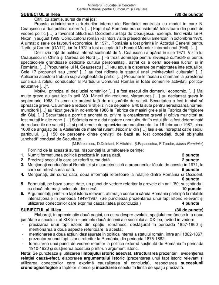 Subiecte Istorie 2