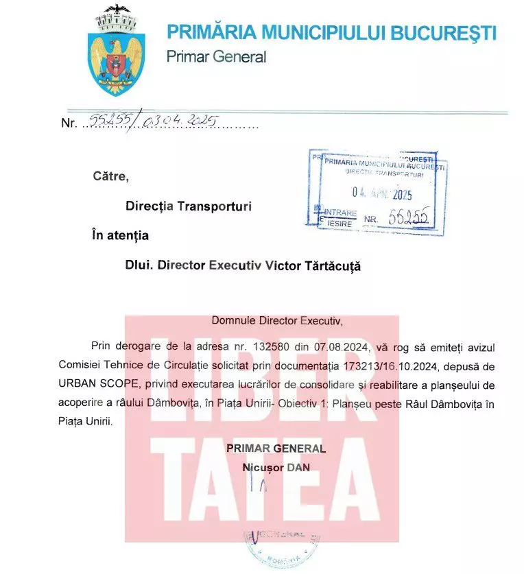 Așa arată documentul semnat de primarul general Nicușor Dan, intrat în posesia Libertatea