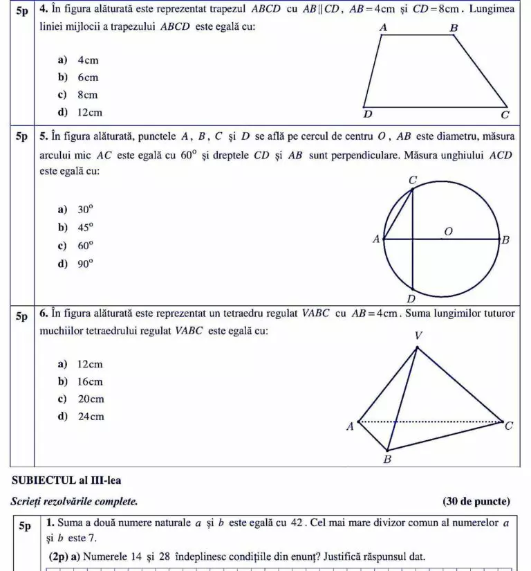 Subiecte simulare evaluare națională Matematică 2022. Ce subiecte au avut de rezolvat elevii. Foto: edupedu.ro