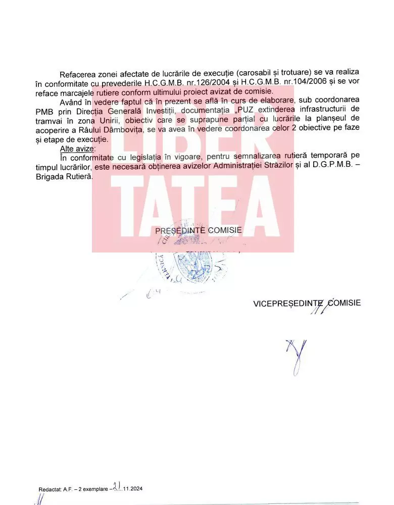 Așa arată documentul semnat de primarul general Nicușor Dan, intrat în posesia Libertatea
