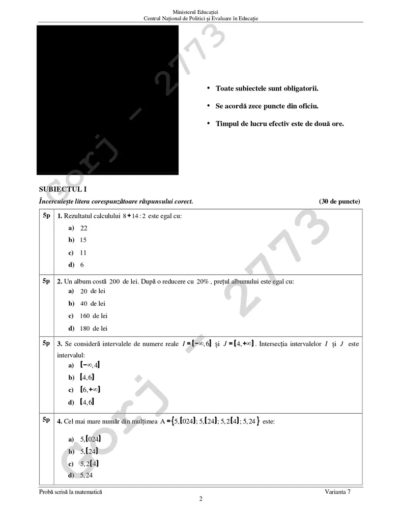 subiecte matematică evaluarea nationala 2024 (2)
