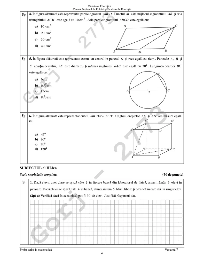 subiecte matematică evaluarea nationala 2024 (4)