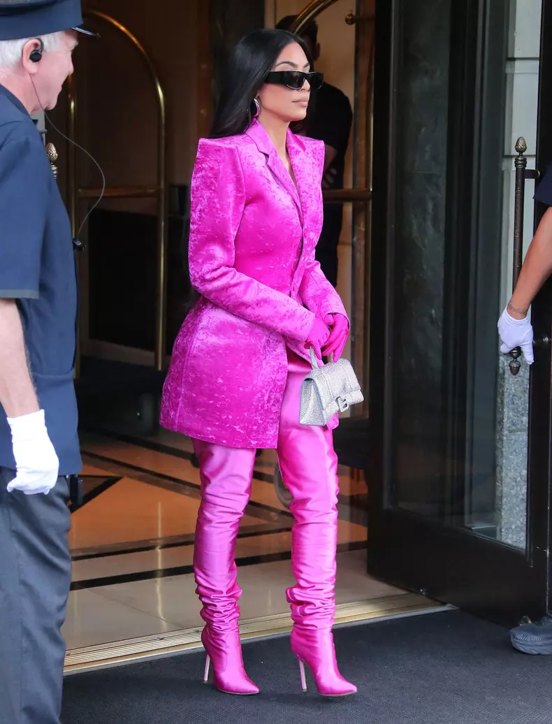 Kim Kardashian Pink Outfits in New York