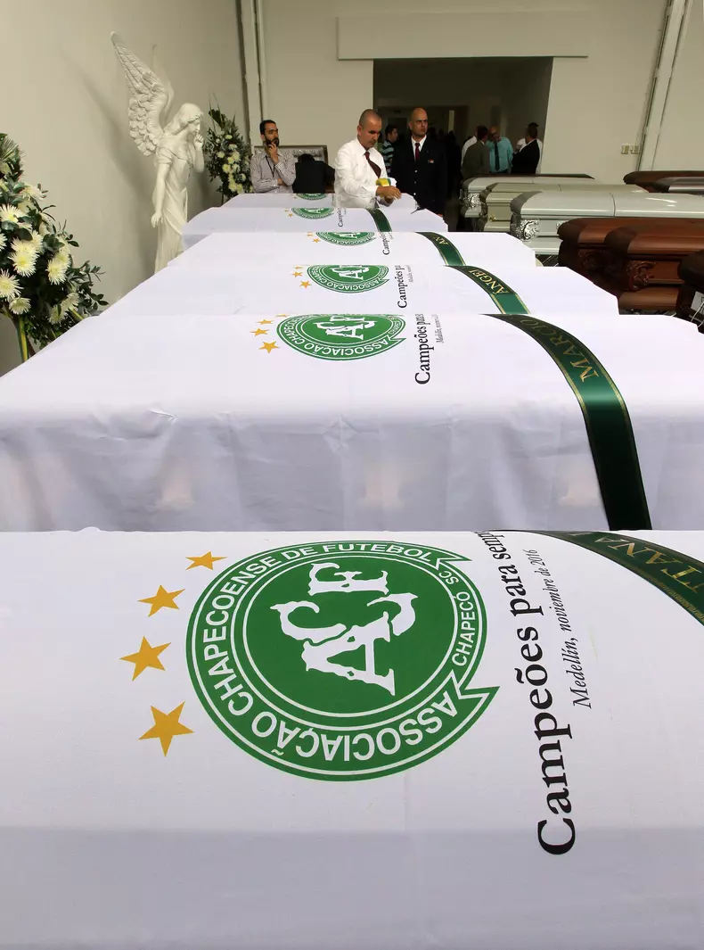 Preparations for velatory of the players of the Brazilian Chapecoense team