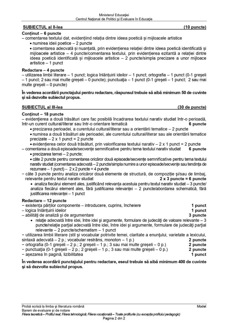 Modele de subiecte pentru bacalaureat 2025 publicate de ministerul