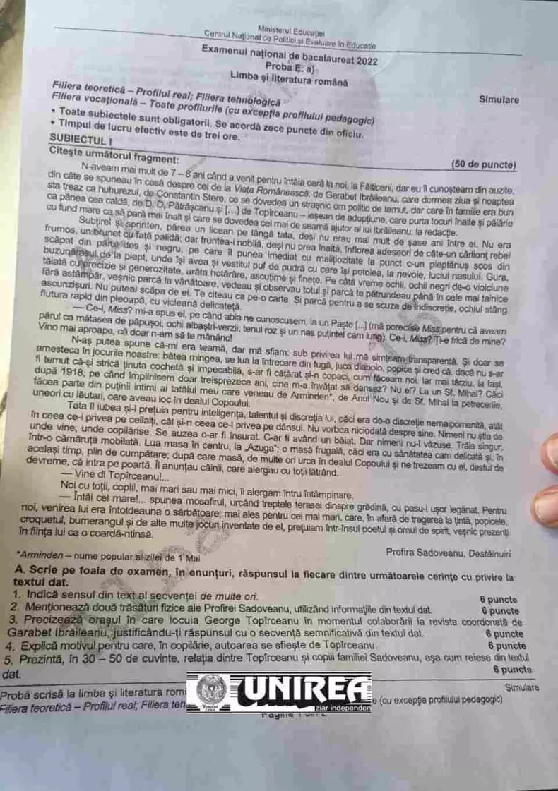 Simulare Bac 2022 - Română - real (1)