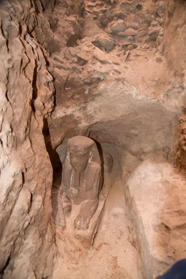 Sandstone statue of a Sphinx discovery in Kom Ombo temple