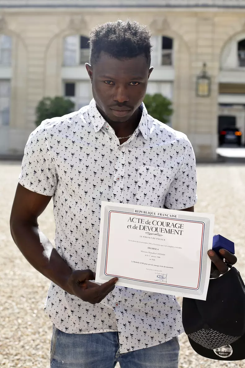 'Spider-Man' Mamoudou Gassama at Elysee Palace