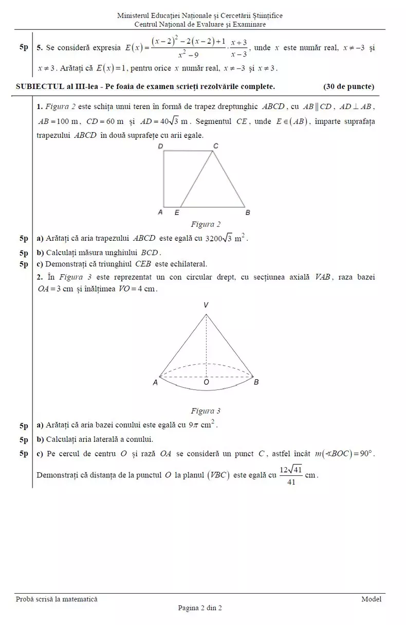 model subiecte matematica evaluare nationala 2017 2