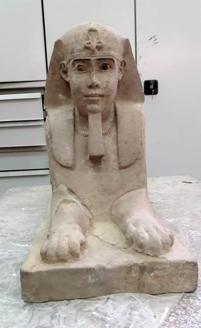Sandstone statue of a Sphinx discovery in Kom Ombo temple