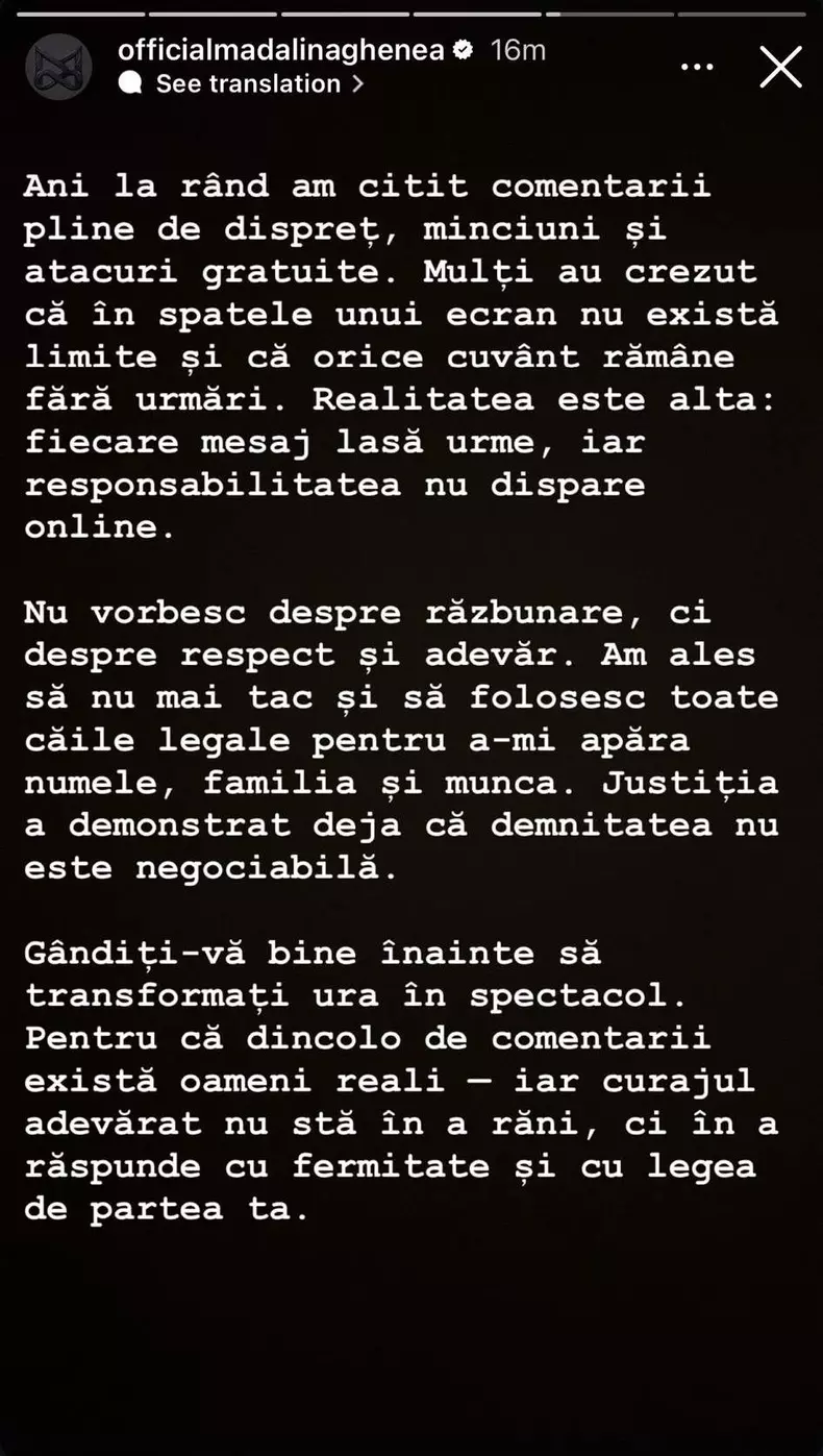 Mădălina Ghenea - mesaj