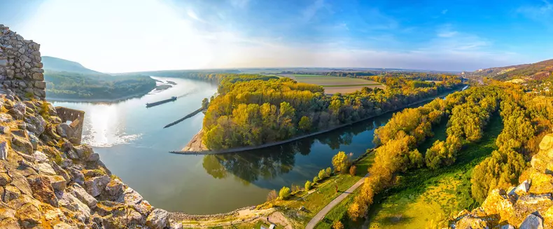 Confluence of Danube and Morava rivers near Bratislava
