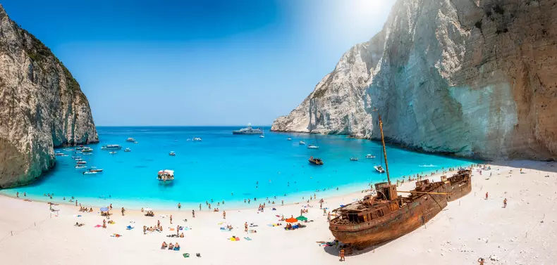 Panoramic,View,Of,The,Famous,Navagio,Shipwreck,Beach,On,Zakynthos