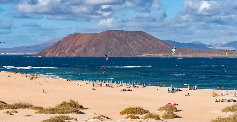 Fuerteventura,,Spain.,May,1,,2025.,Panoramic,Beach,With,Dunes,,Strand,