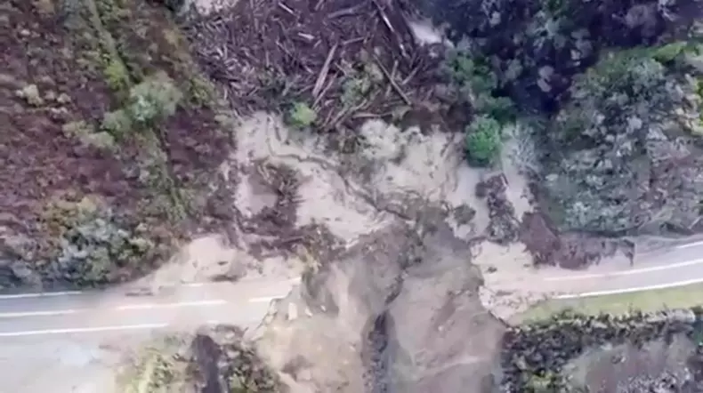 Heavy rains cause mudslide washing out highway 1