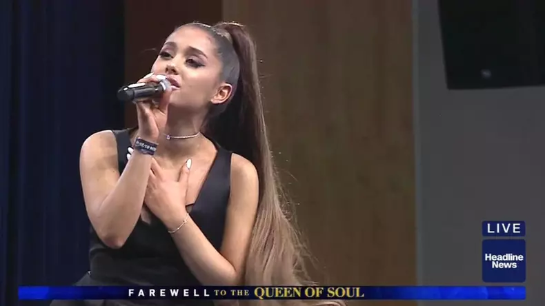 Ariana Grande performs Natural Born Woman at Aretha Franklin's funeral