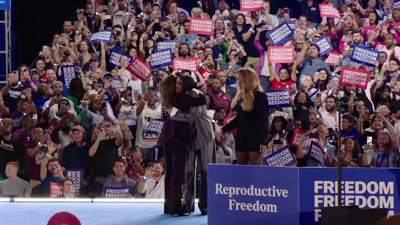 Beyonce delivers a speech at the rally with Vice President Kamala Harris in Houston