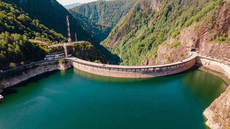 Aerial,Photography,Of,Vidraru,Dam,,In,Romania.,Photography,Was,Shot