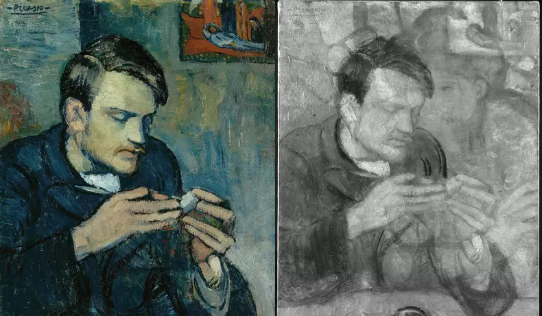 Imagine cu infrarosu a Portretului lui Mateu Fernández de Soto, Departamentul de Conservare, Institutul de Artă Courtauld, Londra