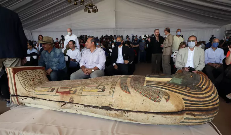 A collection of 59 coffins uncovered in Saqqara