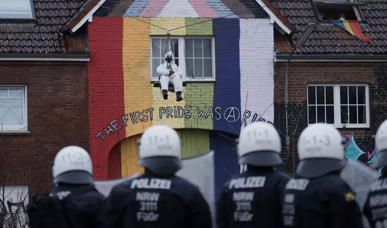 Demonstration against open pit lignite mining in German village of Luetzerath