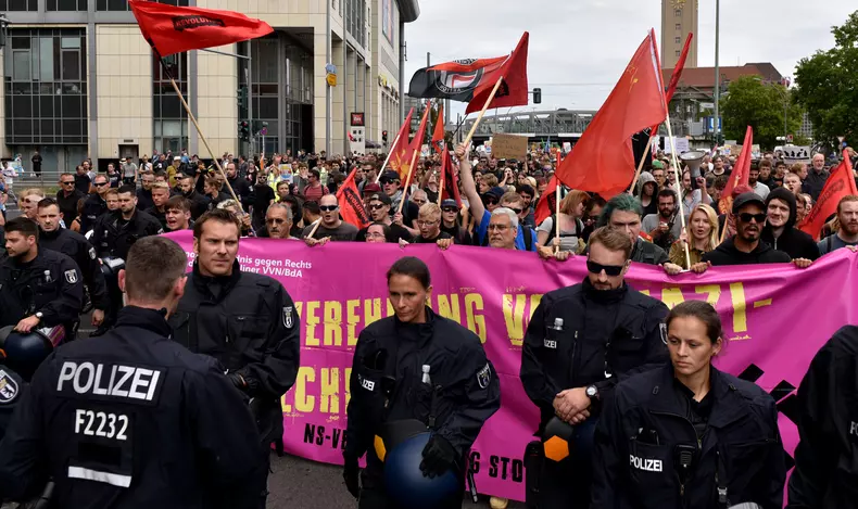 Counter-protests against far-right demonstration commemorating death anniversary of Deputy Fuehrer Rudolf Hess
