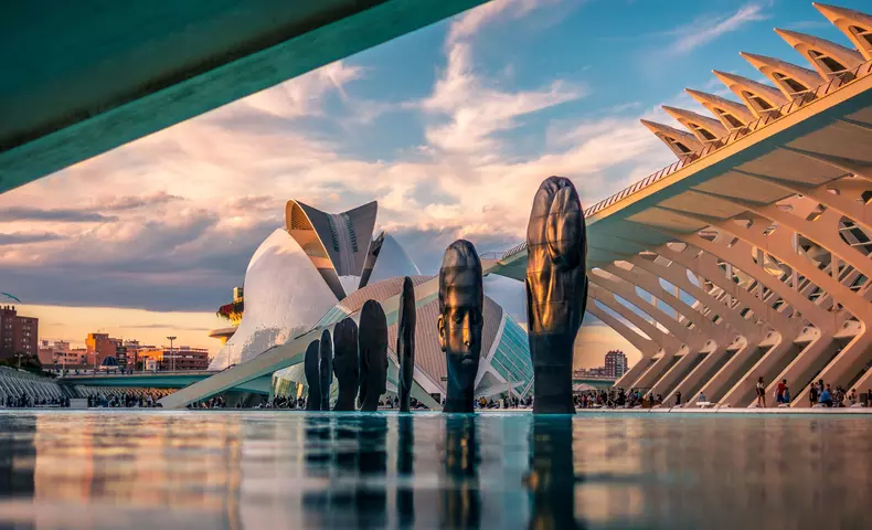 Valencia, Spain - October 19, 2019: Modern Architecture in the City of Arts and Sciences - Valencia Spain