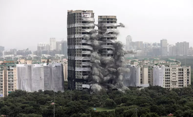 India's highest towers demolished over violations of building codesNoid Supertech Twin Towers demolished over building codes violations, biggest structure demolished in India to date