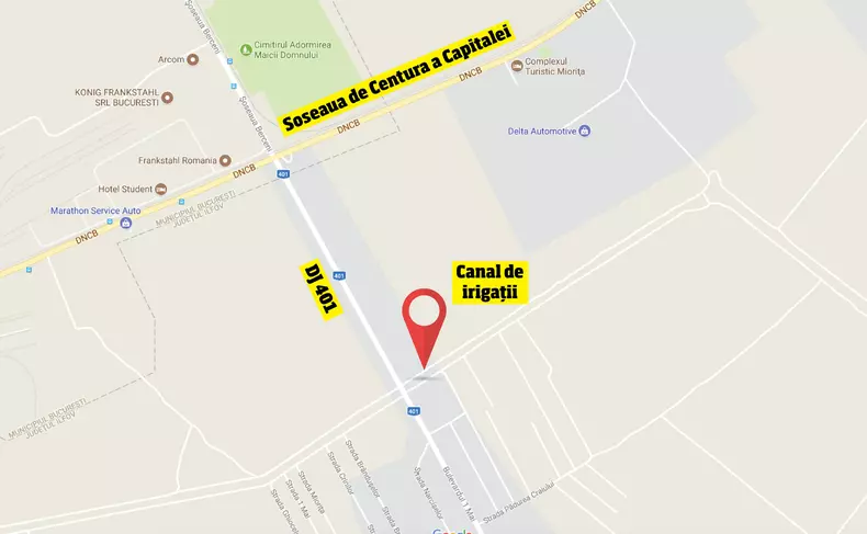 Harta canalui de irigații Berceni- Vidra- Frumușani