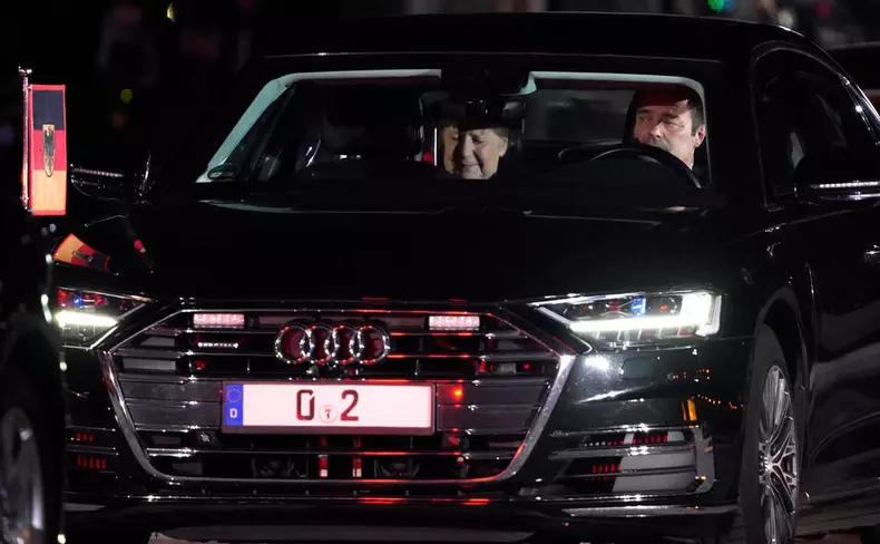 Military grand tattoo in honor of acting German Chancellor Angela Merkel