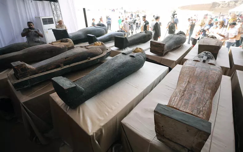 A collection of 59 coffins uncovered in Saqqara