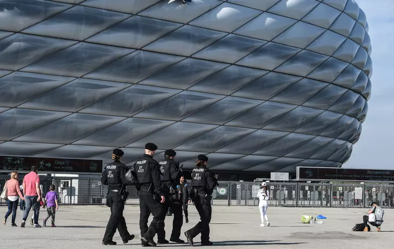 Security before Champions League match between Bayern Munich and Real Madrid