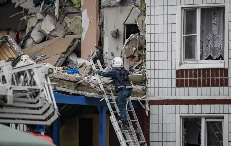 Aftermath of gas explosion at residential building in Noginsk, Russia