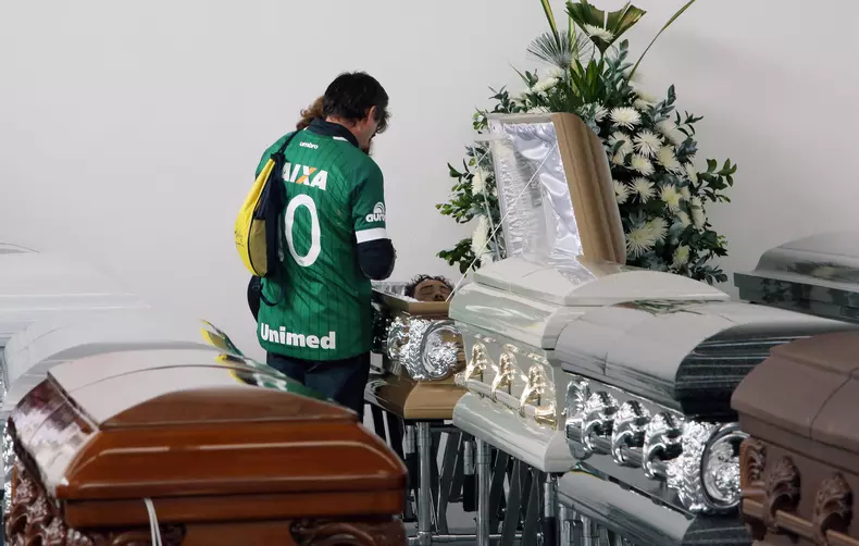 Preparations for velatory of the players of the Brazilian Chapecoense team