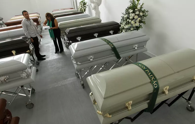 Preparations for velatory of the players of the Brazilian Chapecoense team