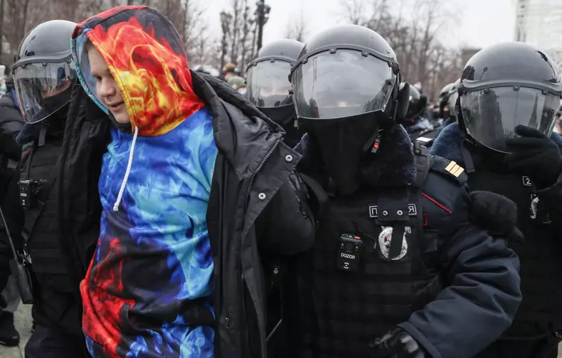 Unauthorized protest in support of Russian opposition leader Alexei Navalny in Moscow