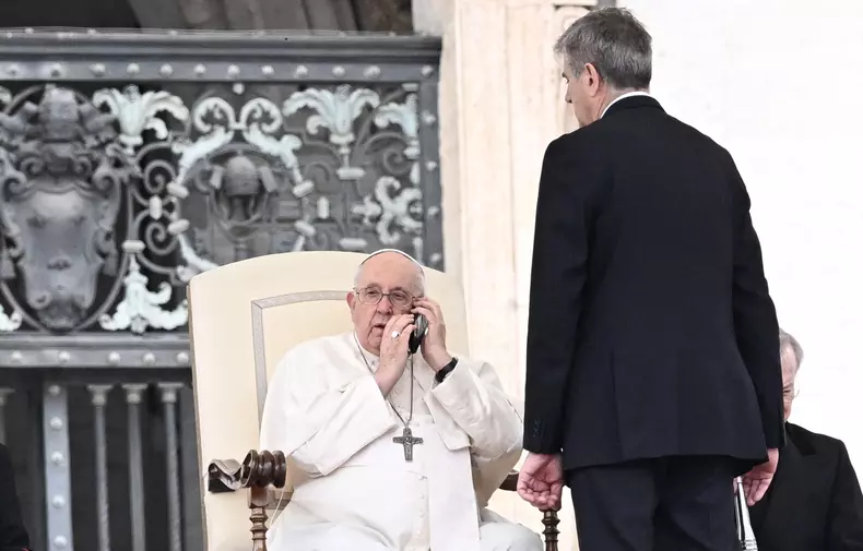 Pope Francis during the Wednesday general audience in Saint Peter's Square at the Vatican, 17 May 2023.