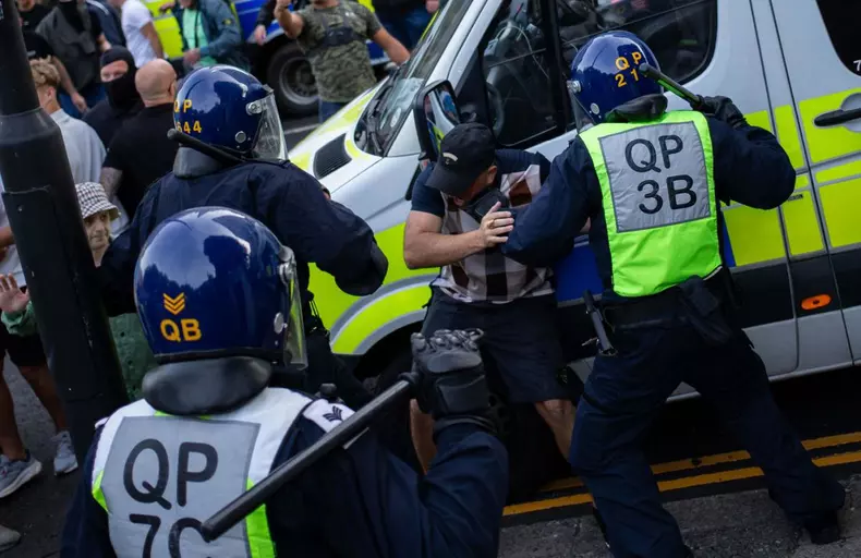Protesters and Police clash, Bristol, UK - 03 Aug 2024