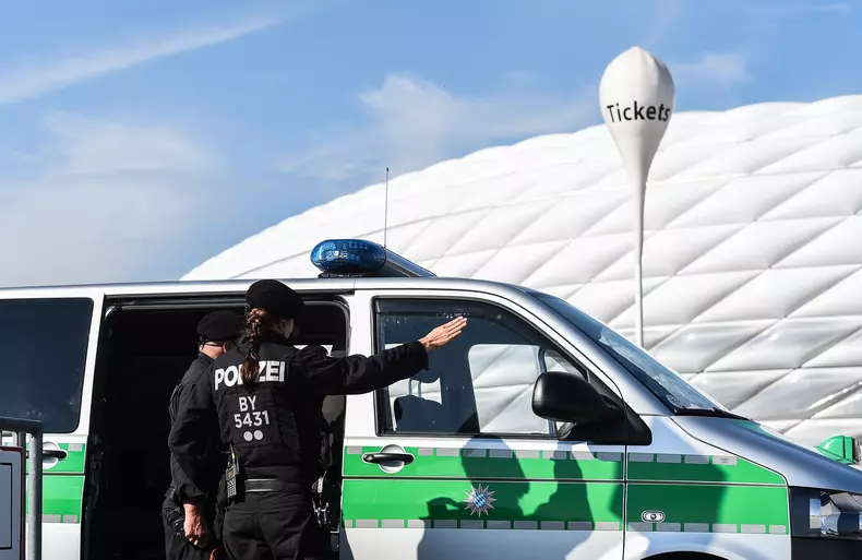 Security before Champions League match between Bayern Munich and Real Madrid