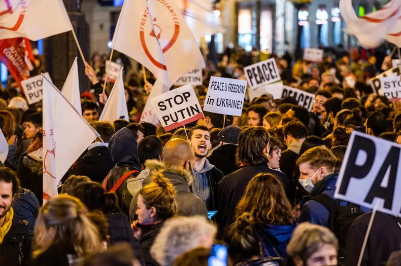 Anti-Nato Rally in Madrid, Spain - 26 Feb 2022