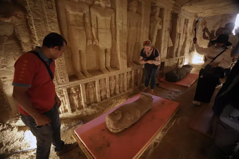 A collection of 59 coffins uncovered in Saqqara