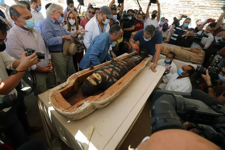A collection of 59 coffins uncovered in Saqqara