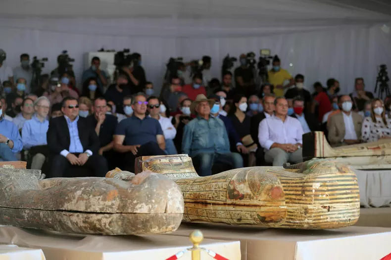 A collection of 59 coffins uncovered in Saqqara