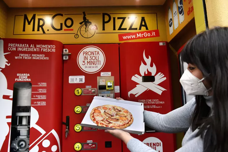 Mr. Go Pizza first vending machine for express pizza h24 in Italy, Rome, Italy